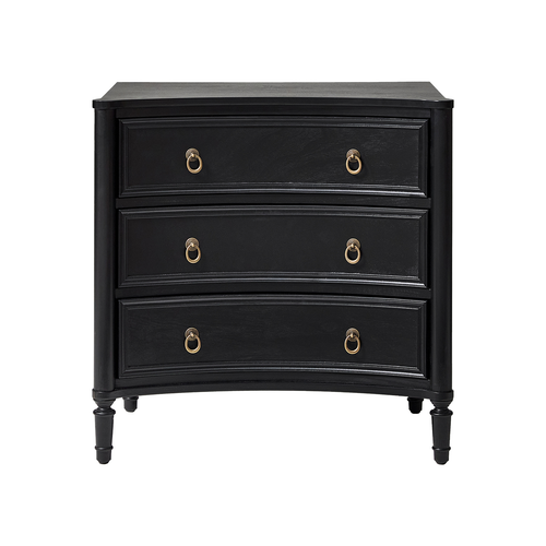 Ken 3-Drawer 26 in. W Curved Silhouette Nightstand with Built-in Charging Station