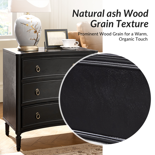 Ken 3-Drawer 26 in. W Curved Silhouette Nightstand with Built-in Charging Station