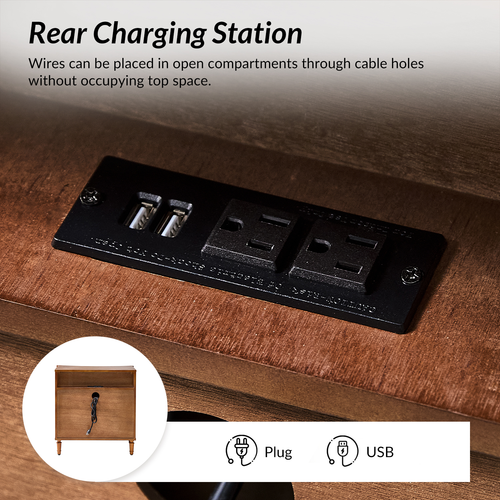 Ken 3-Drawer 26 in. W Curved Silhouette Nightstand with Built-in Charging Station