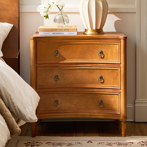 Ken 3-Drawer 26 in. W Curved Silhouette Nightstand with Built-in Charging Station NSSD1370 by Karat Home