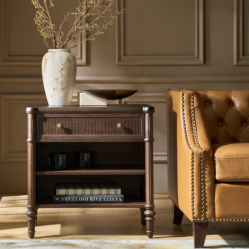 Roland 1-Drawer 26 in. W Nightstand with Built-In Charging Station NSMK1428 by Karat Home