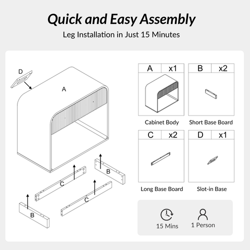 Claude Modern 1-drawer Fluted Curved Nightstand with Charging Station and USB Ports