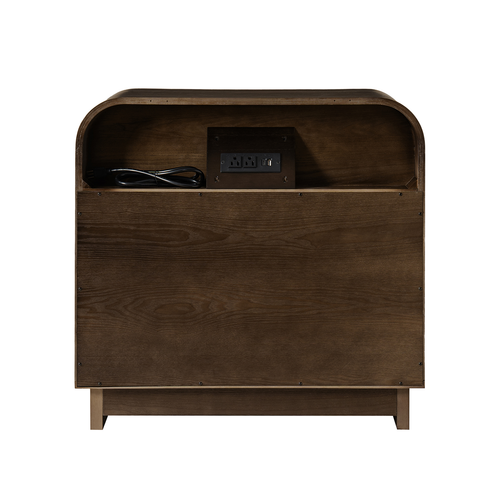 Claude Modern 1-drawer Fluted Curved Nightstand with Charging Station and USB Ports