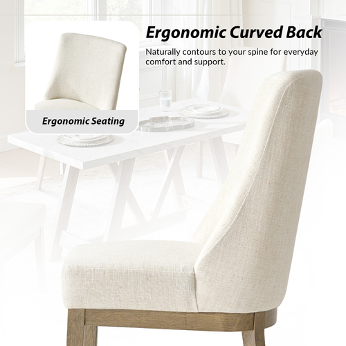 Helen Farmhouse Polyester Dining Chair with Tapered Solid Wood Legs (Set of 2)