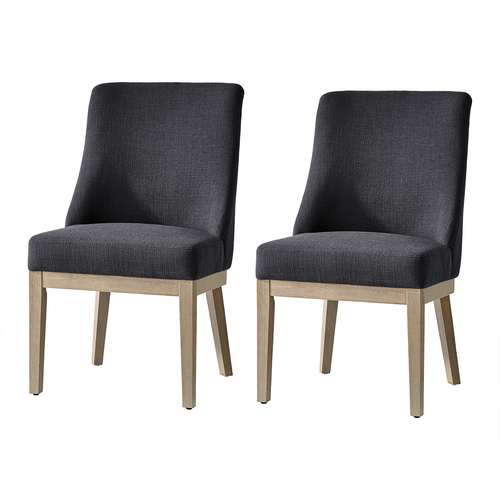 Helen Farmhouse Polyester Dining Chair with Tapered Solid Wood Legs (Set of 2)