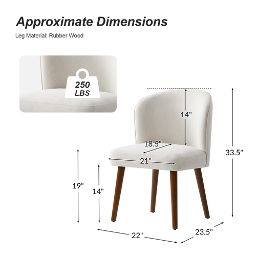 Bblythe Mid-Century Polyester Upholstered Dining Chair Set of 2