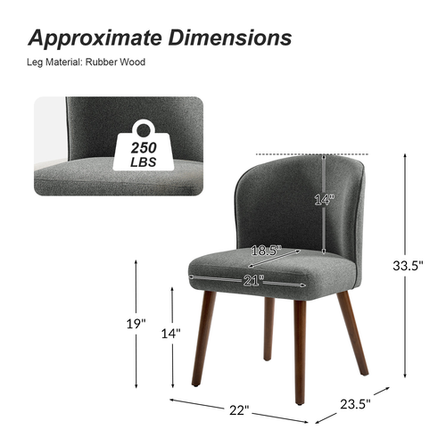 Bblythe Mid-Century Polyester Upholstered Dining Chair Set of 2