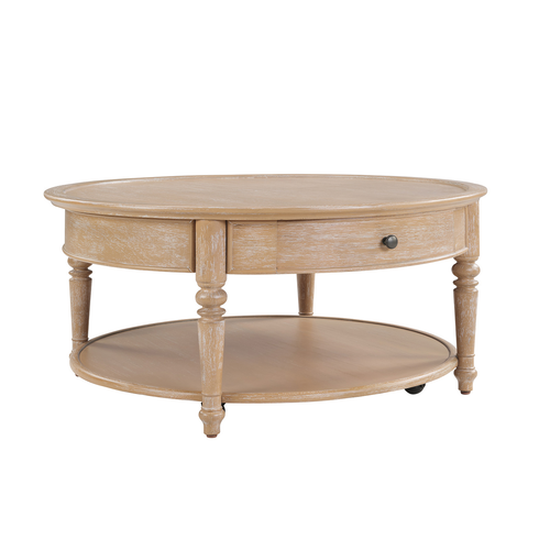 Nikolaus Traditional 1-Drawer Coffee Table with Smooth-rolling Casters and Low Open Shelf