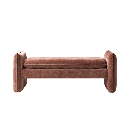 Ella 57.5"W Modern Chenille Fabric Upholstered Bench