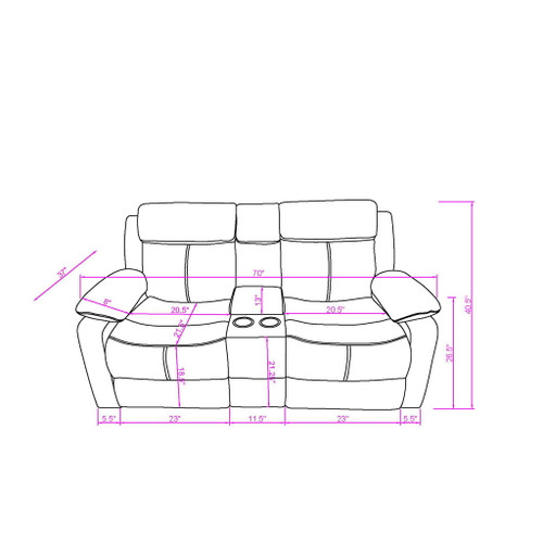 Blanche - Console Reclining Loveseat With LED Lights And Speakers