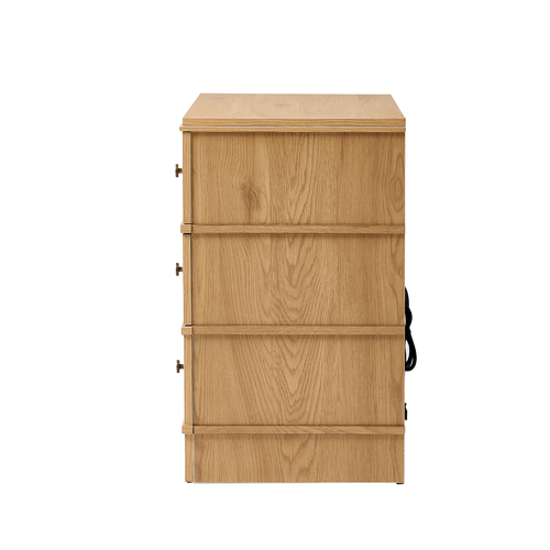 Carla 3-Drawer 26 in. W Nightstand with Built-In Charging Station