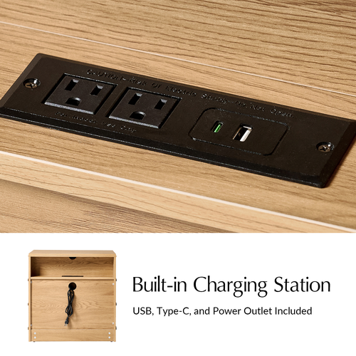 Carla 3-Drawer 26 in. W Nightstand with Built-In Charging Station