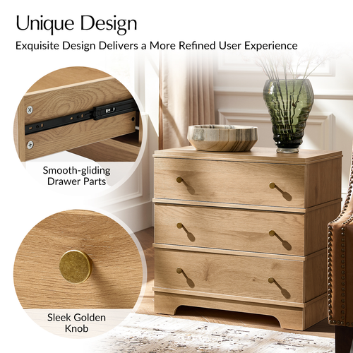 Carla 3-Drawer 26 in. W Nightstand with Built-In Charging Station