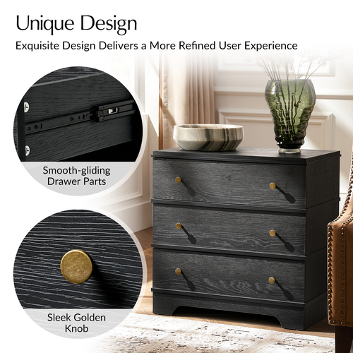 Carla 3-Drawer 26 in. W Nightstand with Built-In Charging Station