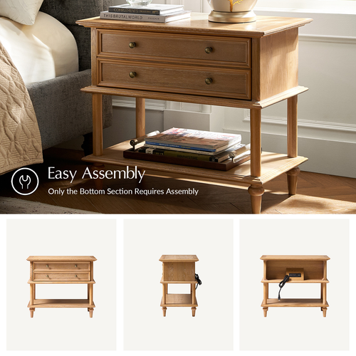 Constantin 28.4 in. W Nightstand with Built-In Outlets and USB Ports