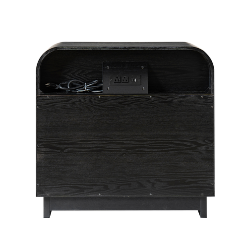 Claude Modern 3-drawers Fluted Curved Nightstand with Charging Station and USB Ports