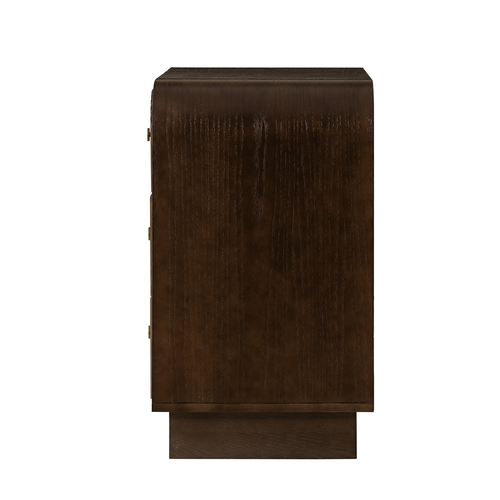 Claude Modern 3-drawers Fluted Curved Nightstand with Charging Station and USB Ports
