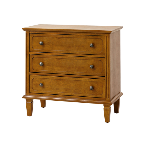 Leandro 3 Drawer 28.3 in. W Nightstand with Built-in Outlet and Solid Wood Legs