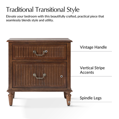 Weer Farmhouse Solid Wood 2-Drawer 23.6 in. W Nightstand