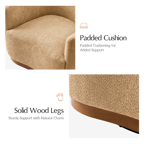 Elda Polyester Armchair with Curved Backrest and 360° Swivel Base