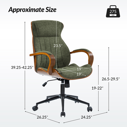 Amelia Modern Height-adjustable Swivel Office Chair with Ergonomic Headrest