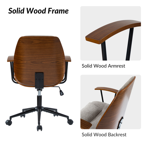 Adrian 24.75 in. W Height-adjustable Swivel Solid Wood Polyester Office Chair