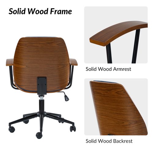 Adrian 24.75 in. W Height-adjustable Swivel Solid Wood Polyester Office Chair