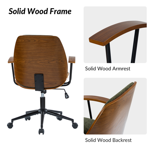 Adrian 24.75 in. W Height-adjustable Swivel Solid Wood Polyester Office Chair