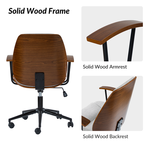 Adrian 24.75 in. W Height-adjustable Swivel Solid Wood Polyester Office Chair