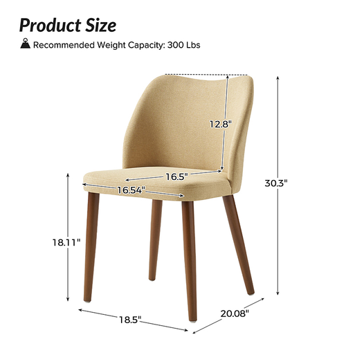 Barbara Modern Linen Set of 2 Dining Chair