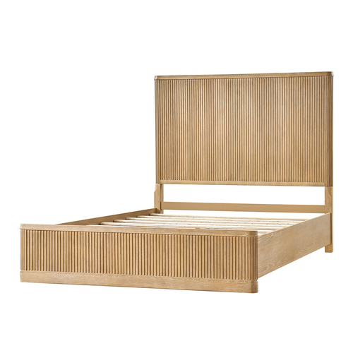Eustacio Solid Wood Frame Platform Bed with Fluted Surface