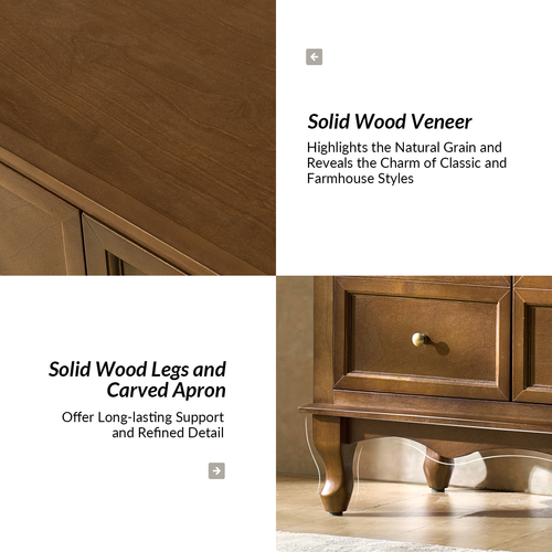 Clare 58" Wide 4 Door Sideboard with Apron Design and Solid Wood Legs