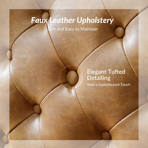 Jill Traditional Faux Leather Button Tufted Office Chair with Nailhead Trims