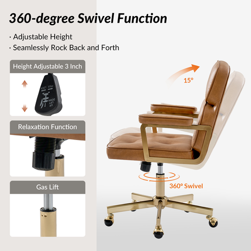 Deirdre Modern Faux Leather Office Chair with Armrests