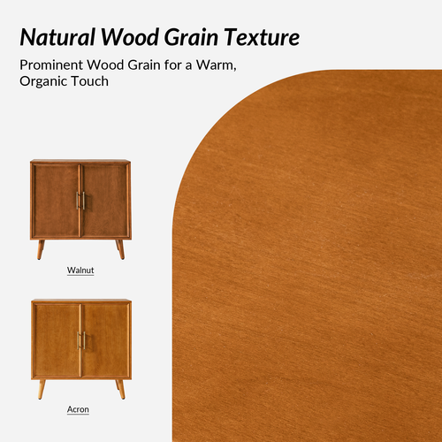 Anita Mid Century Modern Solid Wood Sideboard Buffet Cabinet with Adjustable Shelves and Legs