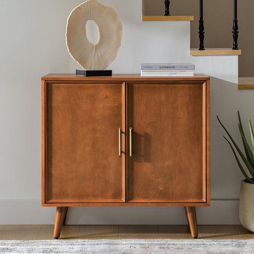 Anita Mid Century Modern Solid Wood Sideboard Buffet Cabinet with Adjustable Shelves and Legs