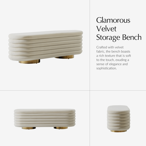 Zebulon 54 in. Velvet Upholstered Storage Bedroom Bench