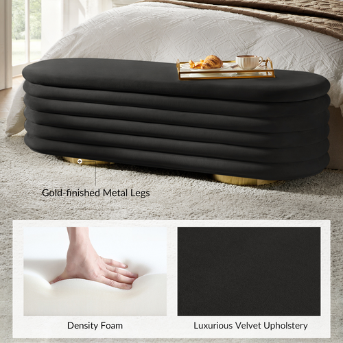 Zebulon 54 in. Velvet Upholstered Storage Bedroom Bench