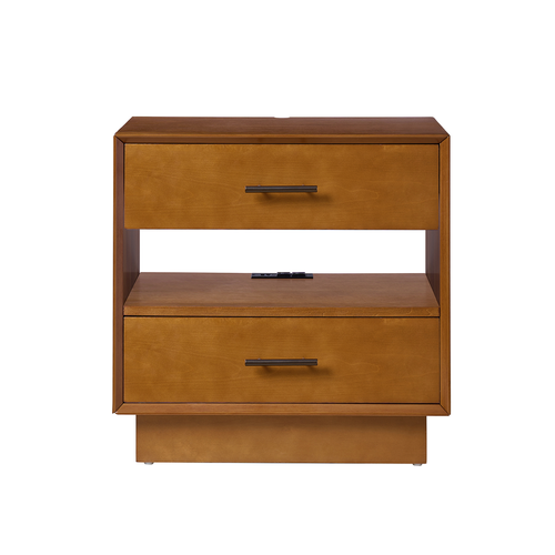 Zaida 24 in. W Mid-Century Modern 3-Drawer Nightstand with Built-In Outlets