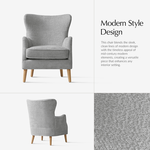 Doris 28.5 in. Modern Arm Chair with Wingback Backrest and Solid Wood Legs