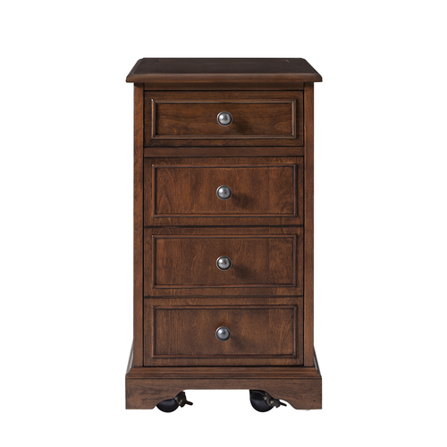 Ruperto 14 in. W MDF Rectangle End Table with Hooded Caster Wheels and Built-In Outlets