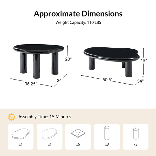 Canelio Modern 24 in. Wood Nesting Coffee Table