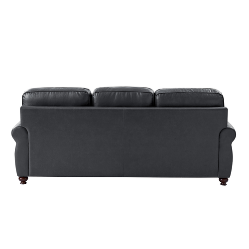 Justina 85.5 in. Traditional Rectangular Rolled Arms Genuine Leather Sofa with Nailhead Trims