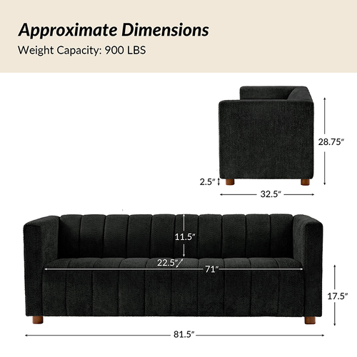 Aragon Contemporary Boucle Sofa 81" Wide