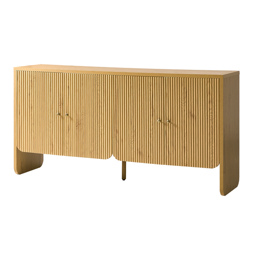 Phyllis Wood 63 in. 4-Door Sideboard with Grooved Panel Design and Adjustable Shelves