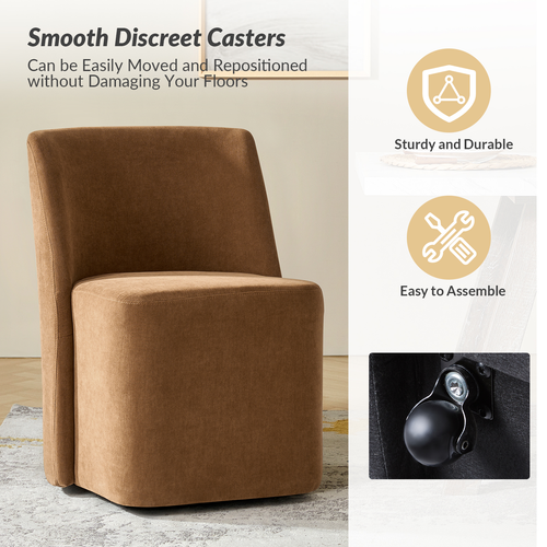 Warner Modern Armless Dining Chair with Wheels