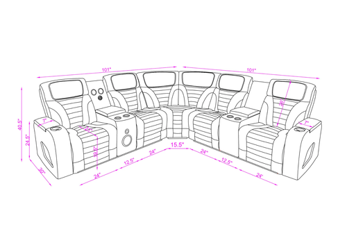 Robin Gray Air Leather Power Reclining Sectional