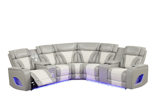 Robin Gray Air Leather Power Reclining Sectional
