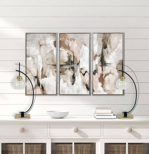 "Eclipse Aura" Metal Table Lamp With Glass Globe (Set of 2) - Matte Black / Gold / Clear Glass