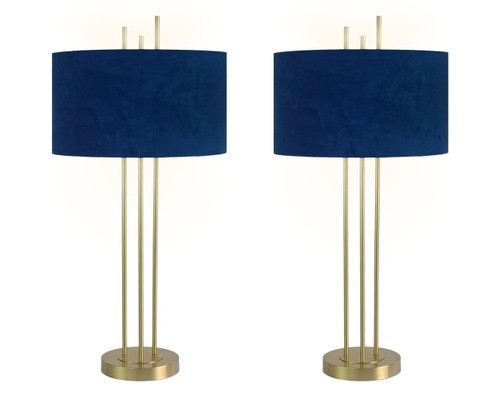 "Velvet Radiance" Metal Table Lamp (Set of 2) - Plated Gold Fiish